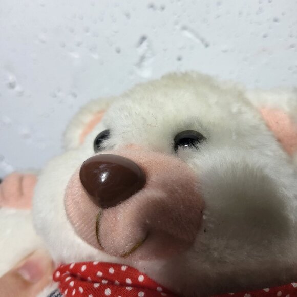 Vintage Dan Brechner Conductor White Bear Plush Bandana Overalls Cloud 9 Toys - Picture 6 of 11